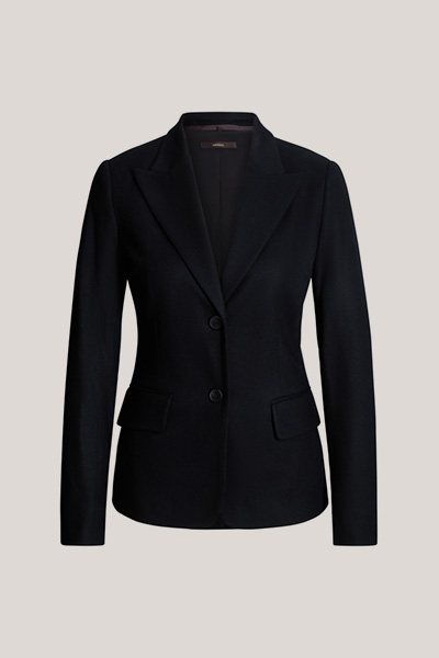 Flanell-Wolljersey-Blazer in Schwarz