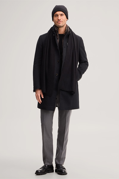 Führt zu Produktdetailseite „Wollmix-Stehkragen-Mantel mit Cashmere in Schwarz"