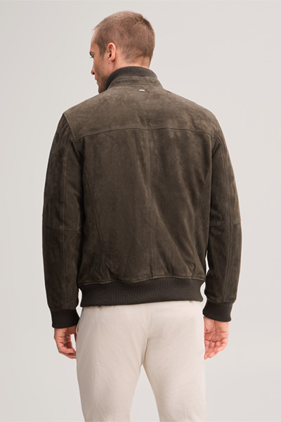 Leads to product detail page "Goatskin suede jacket in olive"