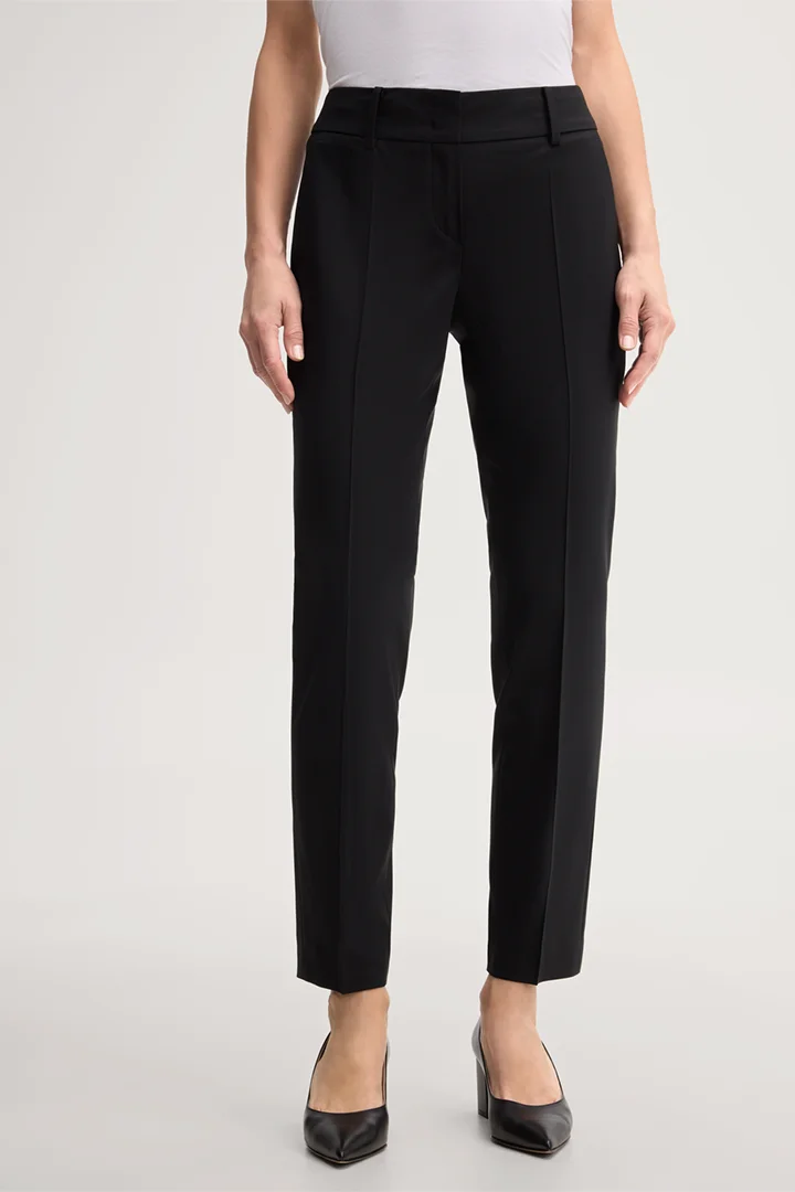 Leads to product detail page "Black virgin wool stretch cigarette pants"