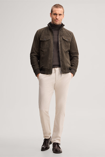 Leads to product detail page "Goatskin suede jacket in olive"