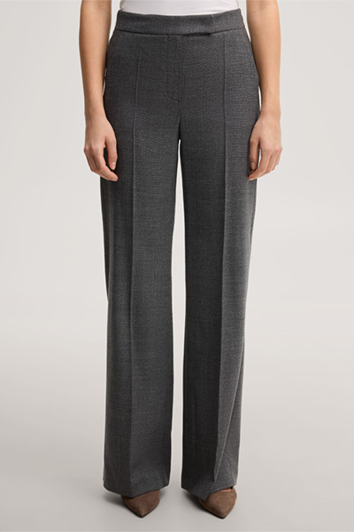Leads to product detail page "Virgin wool marlene trousers with a mouline texture in dark grey"