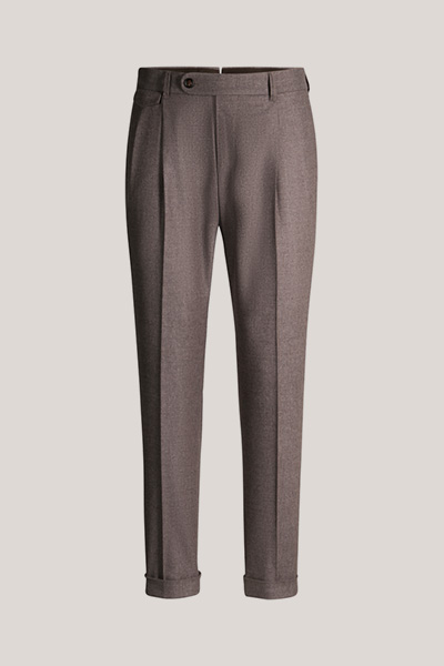 Wollmix-Baukasten-Hose mit Bundfalte in Braun