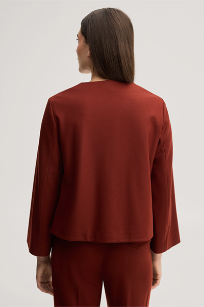 Leads to product detail page "Dark red flannel and woollen jersey blazer jacket"