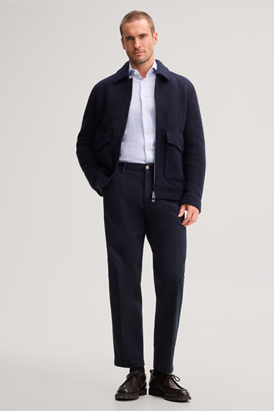 Führt zu Produktdetailseite „Woll-Zip-Jacke mit Hemdkragen in Navy"