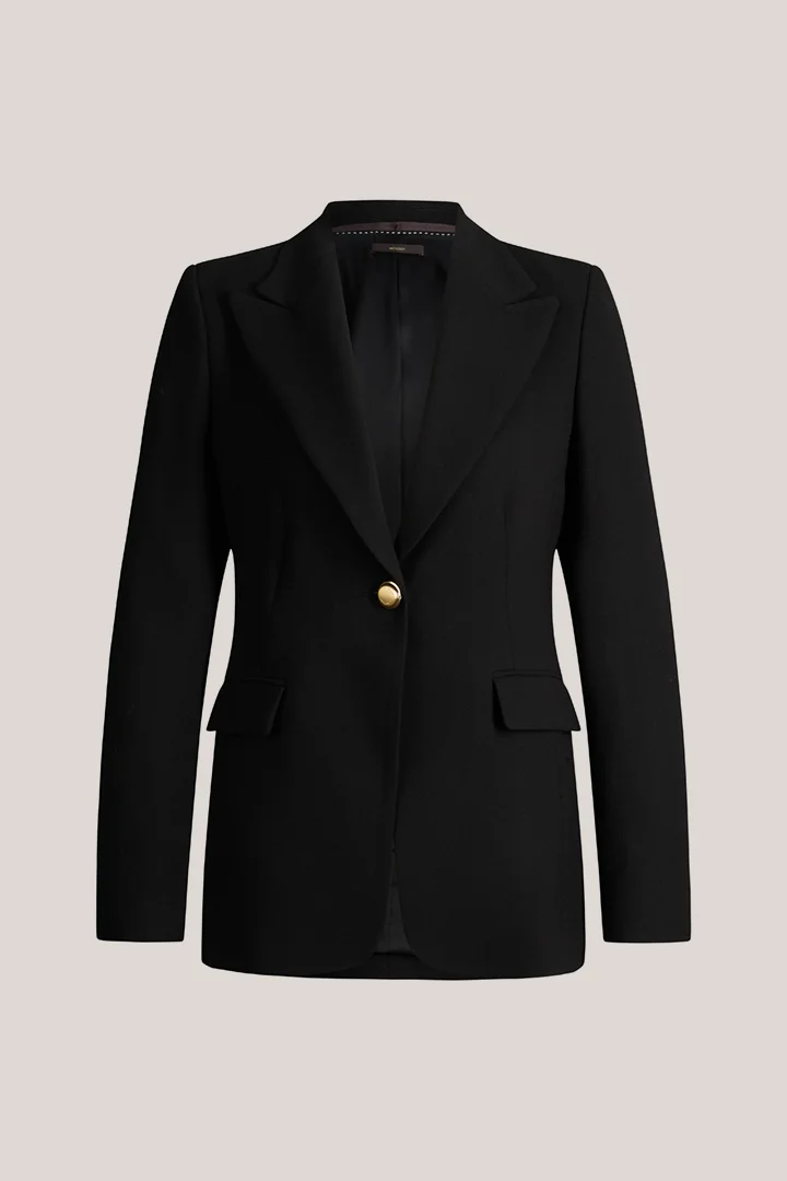 Black virgin wool crepe blazer