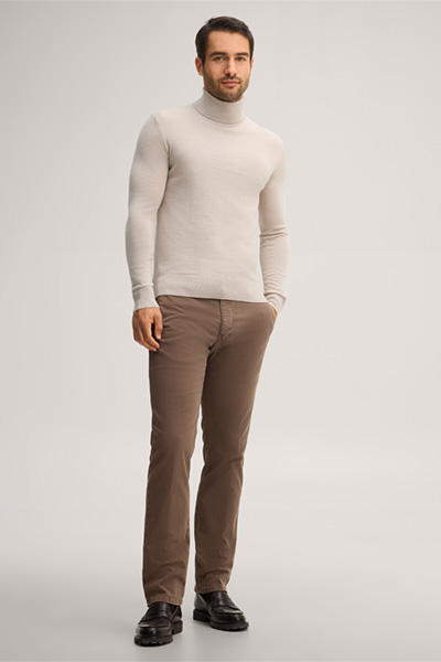 Führt zu Produktdetailseite „Woll-Rollkragen-Pullover Nando mit Seide und Cashmere in Hellbeige"