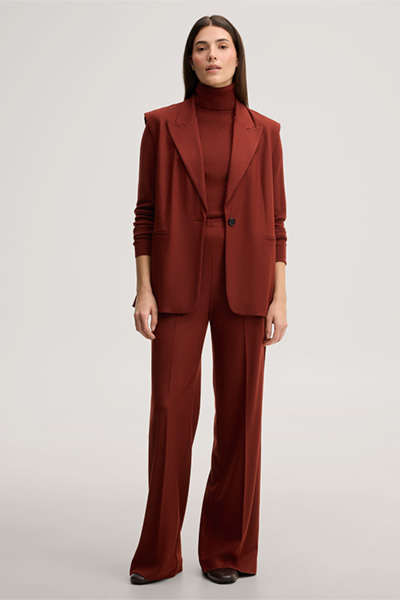 Leads to product detail page "Fine-knit merino and silk turtleneck jumper in dark red"
