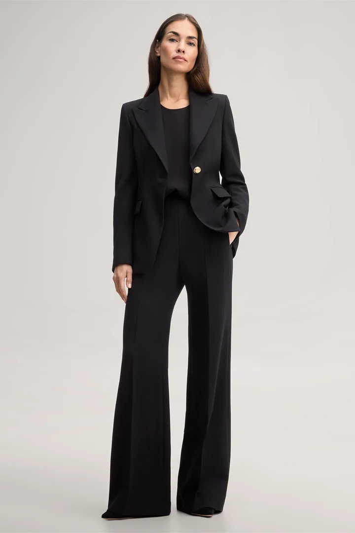 windsor. presents the product Black a-line wool crepe marlene trousers from the category Trousers & Jeans as an outfit