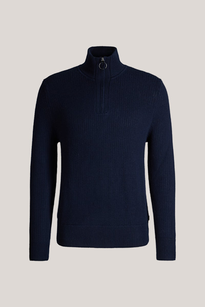 Pull à col roulé en laine vierge, couleur bleu marine