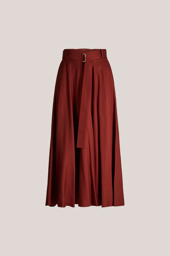 Leads to product detail page "Dark red flannel maxi skirt"