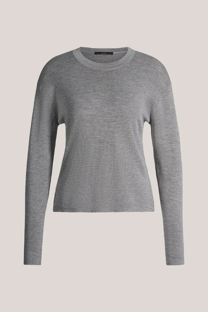 windsor. präsentiert das Produkt Merino-Feinstrick-Rundhals-Pullover mit Seide in Grau aus der Kategorie Strick als Freisteller