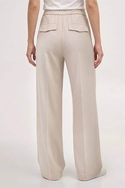Leads to product detail page "Wool jersey marlene trousers with wide legs in light beige"