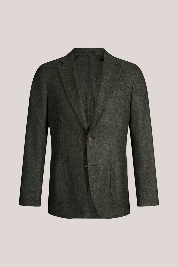 Wool-blend modular suit jacket in olive