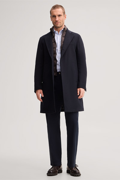 Führt zu Produktdetailseite „Wollmix-Citymantel mit Cashmere und Inlay in Navy"