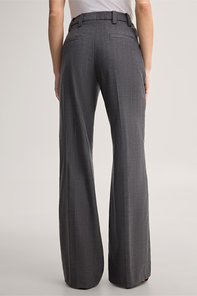 Leads to product detail page "Pinstripe Flannel Marlene Trousers in Grey"