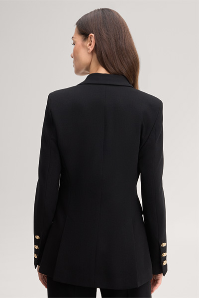 Führt zu Produktdetailseite „Schurwoll-Crepe-Blazer in Schwarz"