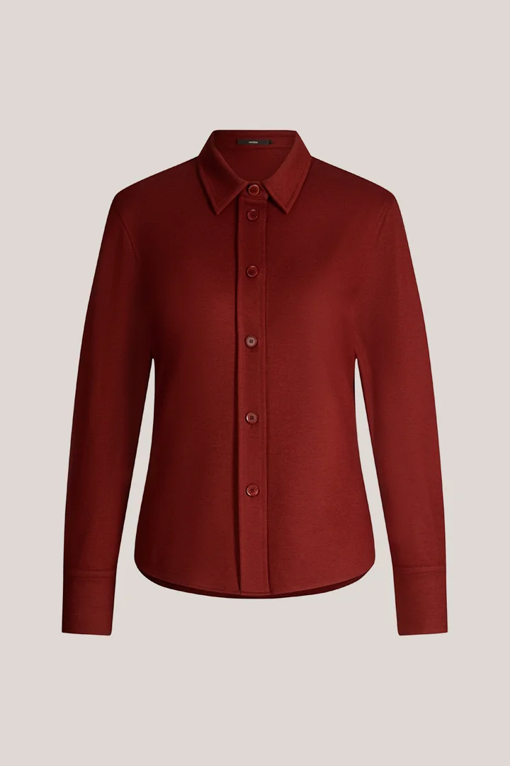 windsor. präsentiert das Produkt Flanell-Wolljersey-Hemdbluse in Dunkelrot aus der Kategorie Blusen & Tops als Freisteller