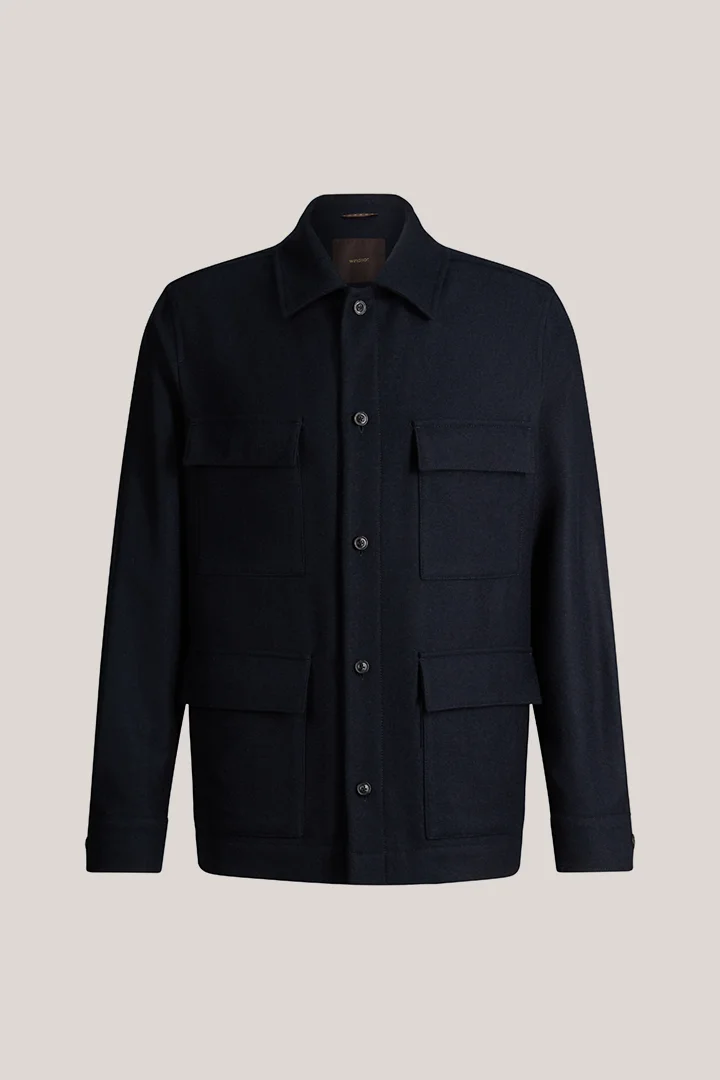 Navy blue cashmere overshirt