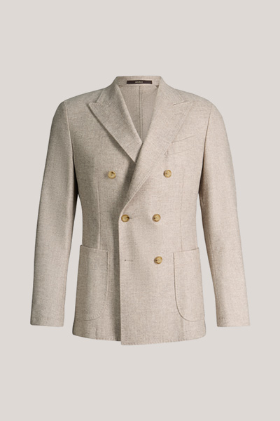 Mène à la page produit « Veste à double boutonnage en laine mélangée, couleur beige »