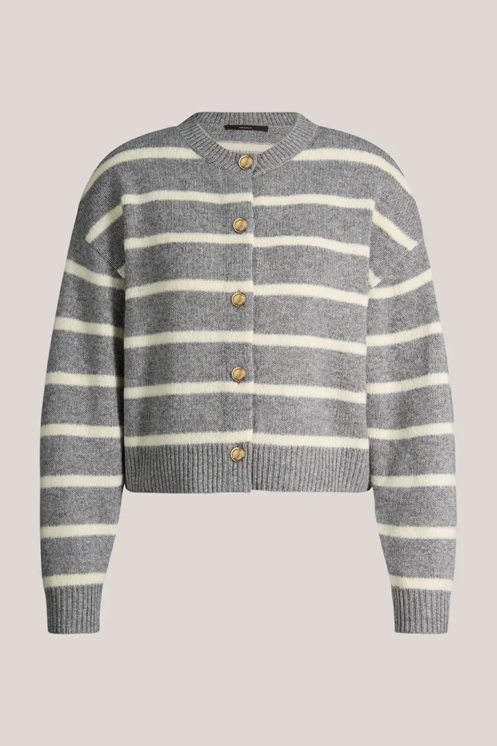 windsor. presents the product Wool-blend yak cardigan in marl grey and ecru from the category Knitwear as a cut-out