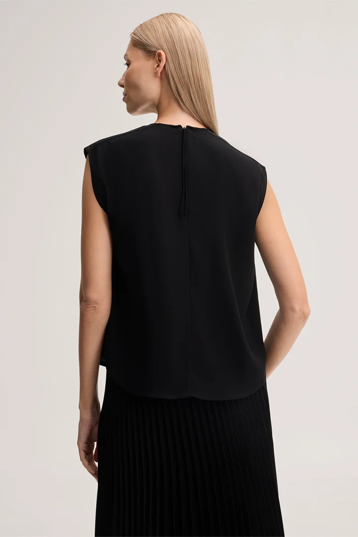 Führt zu Produktdetailseite „Crêpe-Blusen-Top in Schwarz"