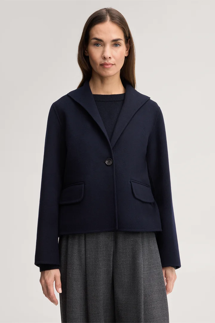 Leads to product detail page "Double-faced Blazer Jacket in Navy"