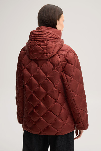Führt zu Produktdetailseite „Nylon-Stepp-Jacke mit Stehkragen in Dunkelrot"