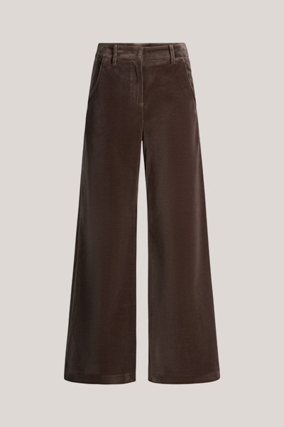 Samt-Marlene-Hose mit weitem Bein in Taupe