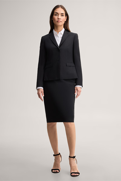 Führt zu Produktdetailseite „Schurwoll-Stretch-Blazer in Schwarz"