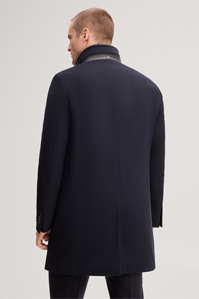 Führt zu Produktdetailseite „Wollmix-Stehkragen-Mantel mit Cashmere in Navy"