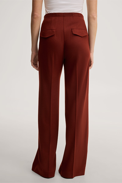 Leads to product detail page "Dark red flannel and wool jersey Marlene trousers"