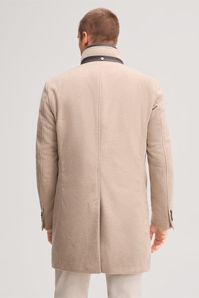 Führt zu Produktdetailseite „Wollmix-Stehkragen-Mantel mit Cashmere in Beige"