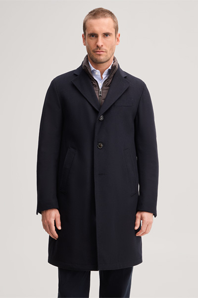 Führt zu Produktdetailseite „Wollmix-Citymantel mit Cashmere und Inlay in Navy"