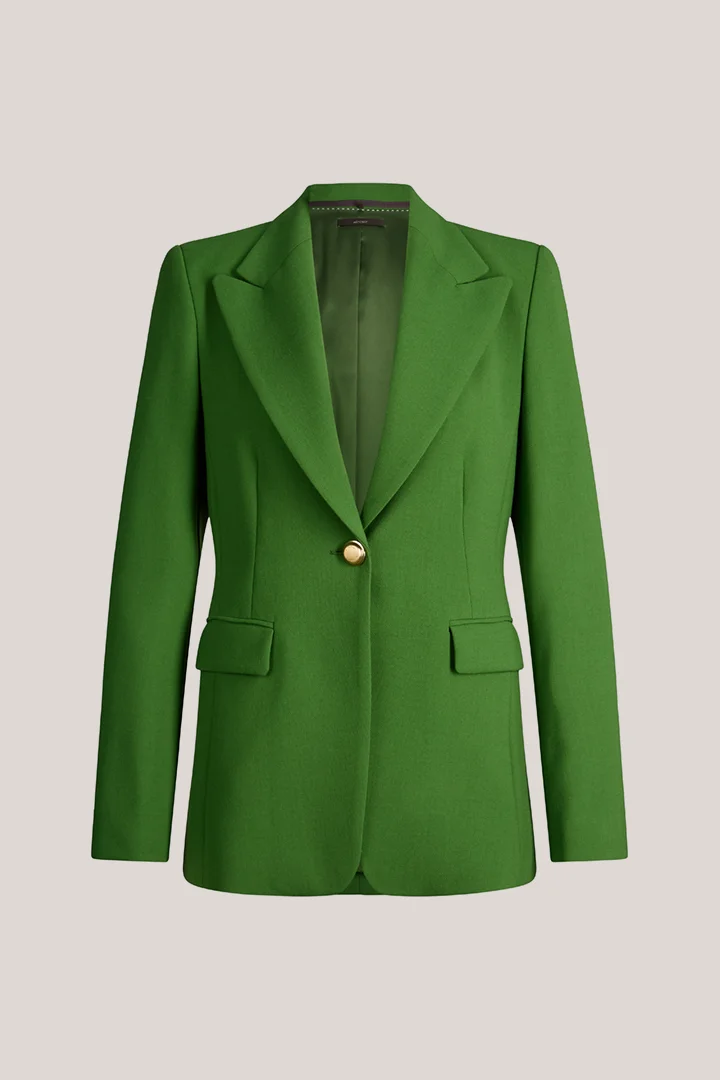 Green virgin wool crepe blazer