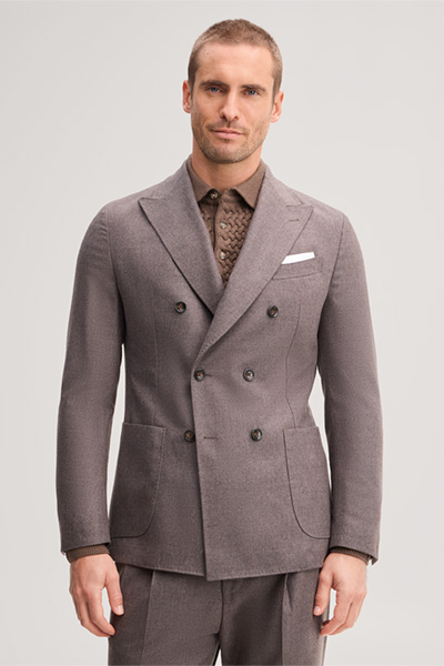Leads to product detail page "Wool-blend modular double-breasted jacket in brown"