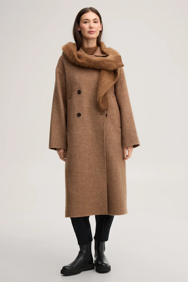 Führt zu Produktdetailseite „Brushed-Double-Wollmix-Mantel in Caramel"