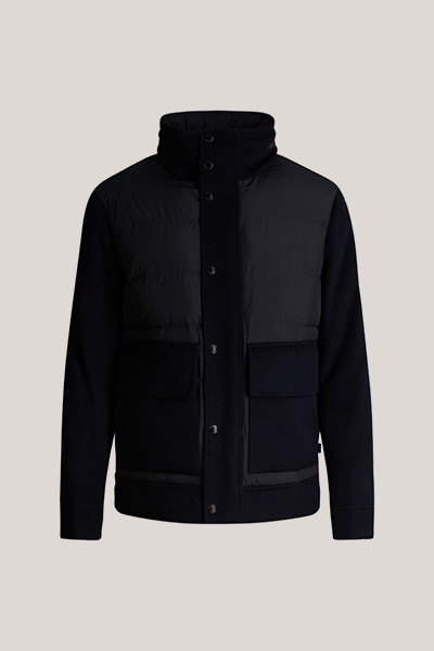 Woll-Stepp-Jacke mit Stehkragen in Navy