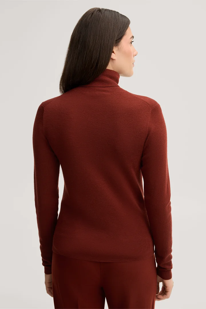 Leads to product detail page "Fine-knit merino and silk turtleneck jumper in dark red"