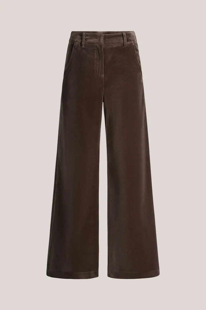 Samt-Palazzo-Hose in Taupe