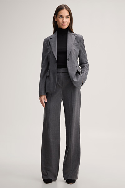 Leads to product detail page "Pinstripe Flannel Marlene Trousers in Grey"