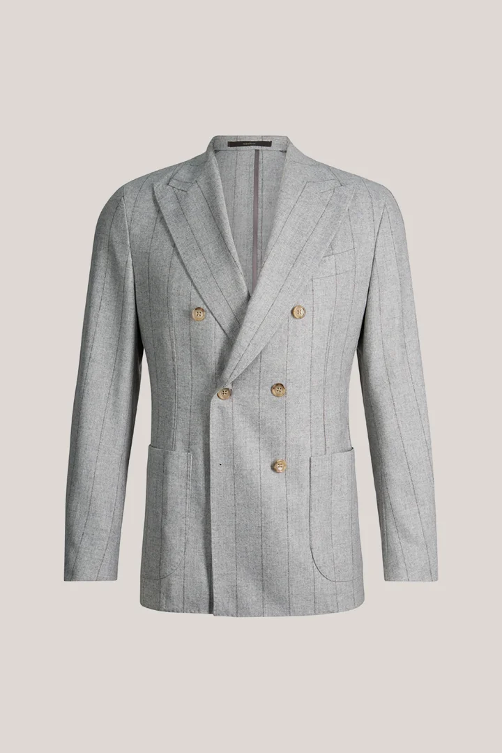windsor. presents the product Wollmix-Baukasten-Doppelreiher in Grau mit Nadelstreifen from the category Jackets as a cut-out