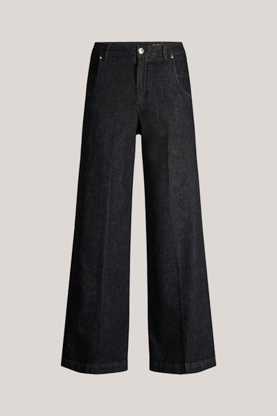 Palazzo five-pocket jeans in black denim