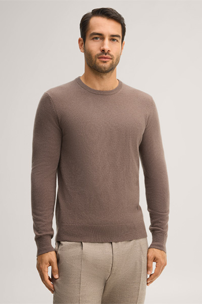 Führt zu Produktdetailseite „Cashmere-Rundhals-Pullover in Hellbraun"