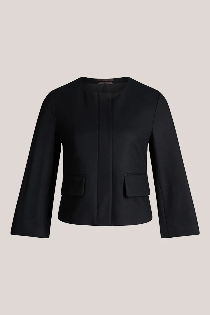 windsor. präsentiert das Produkt Flanell-Wolljersey-Blazer-Jacke in Schwarz aus der Kategorie Jacken & Mäntel als Freisteller