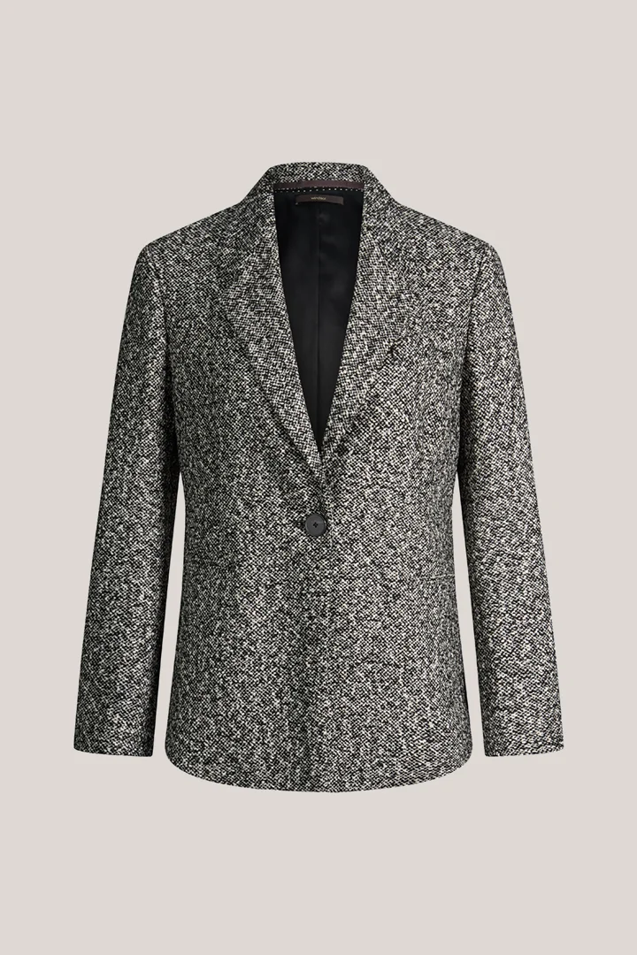 windsor. präsentiert das Produkt Schurwoll-Tweed-Blazer in Schwarz-Weiß aus der Kategorie Blazer & Westen als Freisteller