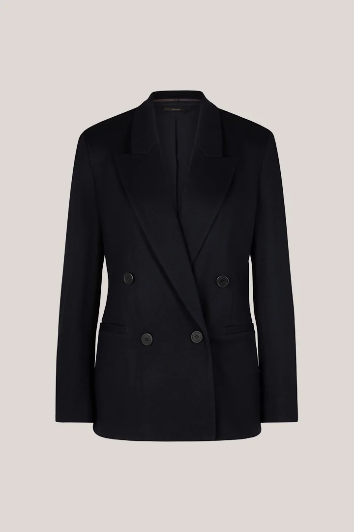 windsor. präsentiert das Produkt Wolljersey-Doppelreiher-Blazer in Navy aus der Kategorie Blazer & Westen als Freisteller
