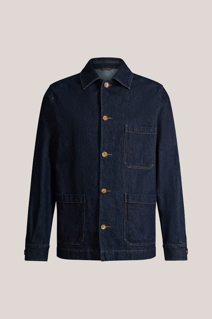 windsor. präsentiert das Produkt Baumwoll-Denim-Overshirt mit Hemdkragen in Dunkelblau aus der Kategorie Hemden als Freisteller