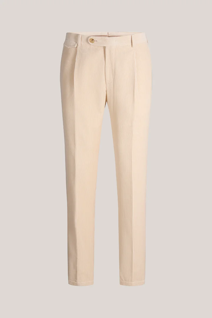 Cord-Baukasten-Hose mit Bundfalte in Beige
