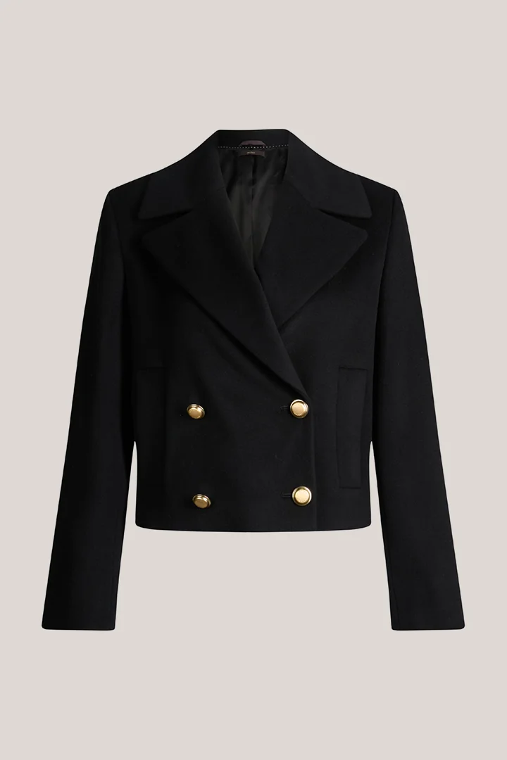 windsor. presents the product Black virgin wool blend spencer jacket with cashmere from the category Jackets & coats as a cut-out